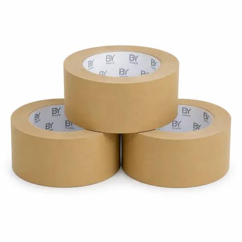 Cinta De Embalaje Bysupply Kraft Ancha, 7 Cm X 100 M  Pack De 3 Rollos Ecológicos Y Biodegradables Para Cajas Grandes