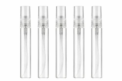 Pack 5 Atomizadores Perfume Decant Recargables Portátil Viaje 10ml Botella Vidrio Spray Pulverizador Mini Cartera Avión