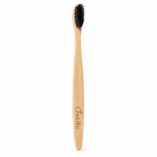 Cepillo Dientes Bambu Owlife Cerdas Suave Biodegradable Libre Bpa Ecologico Negro
