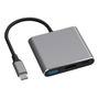 Hub Adaptador Usb-c 3 En 1 A Hdmi 4k + Usb 3.0 + Carga Tipo C Adaptador Hdmi Mac Gris