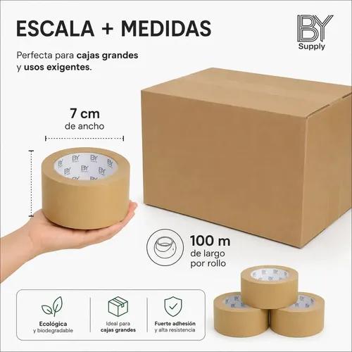 Cinta De Embalaje Bysupply Kraft Ancha, 7 Cm X 100 M  Pack De 3 Rollos Ecológicos Y Biodegradables Para Cajas Grandes - imagen 4