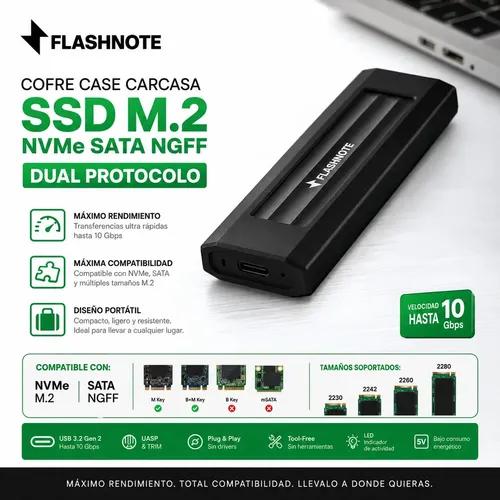 Cofre Case Carcasa Flashnote Disco Ssd M.2 Nvme Sata Ngff Dual Protocolo Usb-c Usb-a 3.1 3.2 Gen2 10gbps Aluminio Adaptador Disco Duro Solid - imagen 6