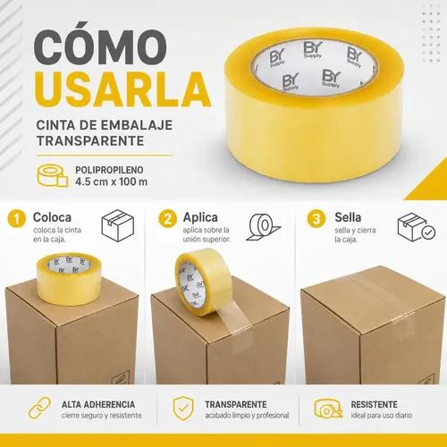 Cinta De Embalaje Bysupply Transparente De Polipropileno, 4.5 Cm X 100 M - imagen 3
