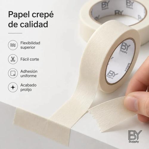 Cinta De Enmascarar Bysupply De Papel Crepé, Pack De 12 Unidades, 2.4 Cm X 40 M Para Pintura, Madera Y Auto - imagen 6