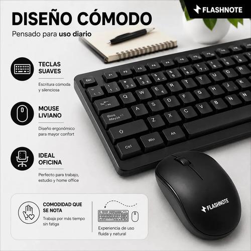 Combo Teclado Mouse Inalambrico Flashnote 2.4ghz Wireless Latinoamericano Ñ Numerico Pc Notebook Laptop Mac Macbook Windows Android Nano Rec - imagen 7
