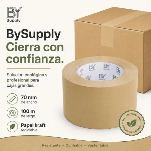 Cinta De Embalaje Kraft Bysupply, 70 Mm X 100 M  Ecológica Y Profesional Para Cajas Grandes - imagen 6