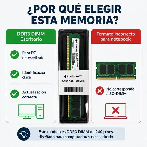 Memoria Ram Flashnote 8gb Ddr3 1600mhz Dimm Para Pc De Escritorio - imagen 5