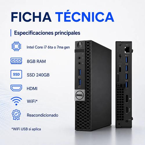 Mini Nuc Mini PC Dell Intel I7 8GB RAM 240GB SSD WiFi HDMI - imagen 4