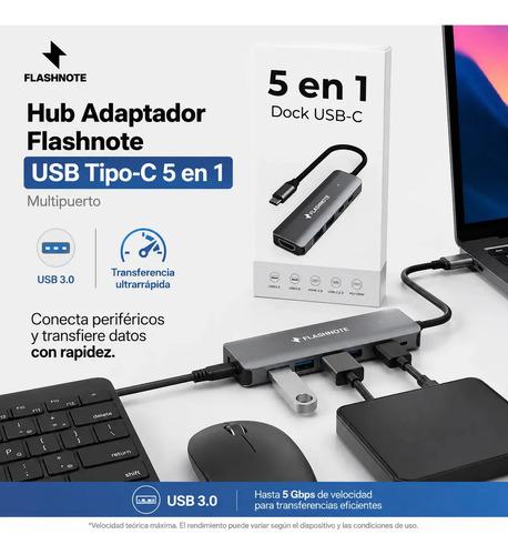 Hub Adaptador Flashnote Usb Tipo C Usb-c 5 En 1 Multipuerto Hdmi 4k 60hz Usb 3.0 Usb-c Pd 100w Carga Rapida Aluminio Mac Macbook Windows Not - imagen 4