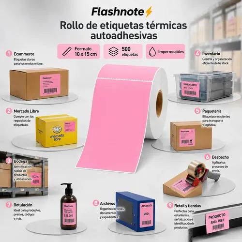 Etiquetas Térmicas Autoadhesivas Flashnote Rollo 10x15cm 500 Etiquetas Impermeable Rosa - imagen 6