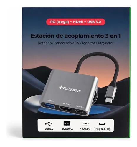 Hub Adaptador Flashnote Usb Tipo C Usb-c 3 En 1 Multipuerto Hdmi 4k 60hz Usb 3.0 Pd 100w Carga Rapida Mac Macbook Windows Notebook Pc iPad i - imagen 2