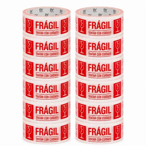 Cinta De Embalaje Frágil Bysupply, Pack De 12 Unidades Para Paquetería Y Mudanza
