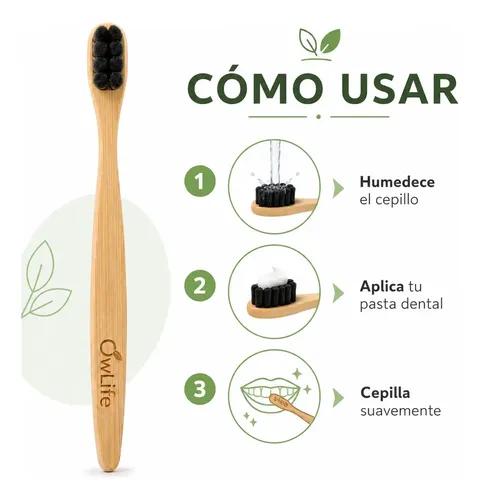 Cepillo Dientes Bambu Owlife Cerdas Nano Ultrasuave Encias Sensibles Biodegradable Libre Bpa Ecologico Negro - imagen 7