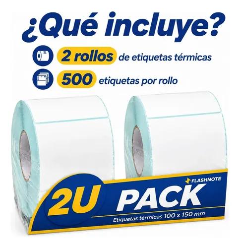 Etiquetas Térmicas Autoadhesivas Rollo 100x150mm Flashnote Pack X2 500 Etiquetas Por Rollo Superficie Impermeable Para Envios Resistente Al  - imagen 3