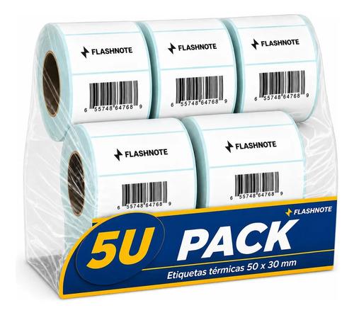 Etiquetas Térmicas Autoadhesivas Rollo 50x30mm Flashnote Pack X5 1000 Etiquetas Por Rollo Superficie Impermeable Para Envios Resistente Al A