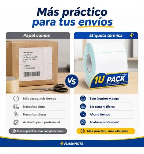 Etiquetas Térmicas Autoadhesivas Rollo 100x150mm Flashnote 500 Etiquetas Por Rollo Superficie Impermeable Para Envios Resistente Al Agua Com - imagen 4