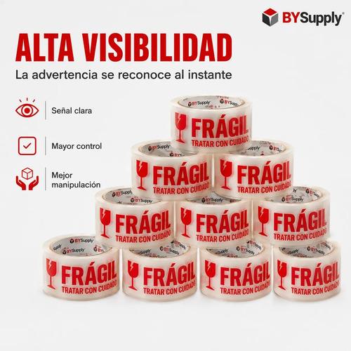 Cinta De Embalaje Frágil Bysupply, Pack De 12 Unidades Para Paquetería Y Mudanza - imagen 6