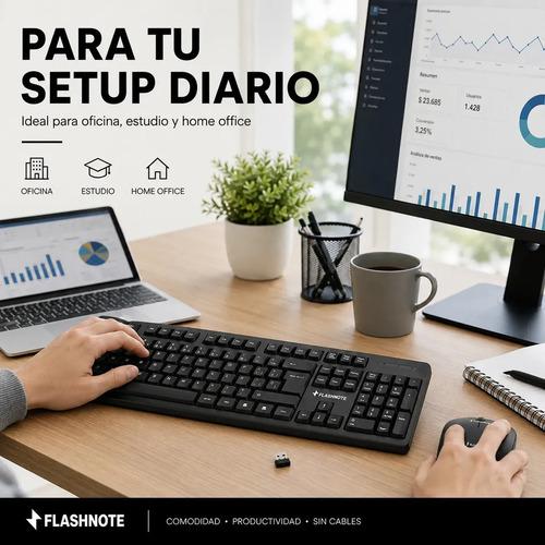 Combo Teclado Mouse Inalambrico Flashnote 2.4ghz Wireless Latinoamericano Ñ Numerico Pc Notebook Laptop Mac Macbook Windows Android Nano Rec - imagen 5