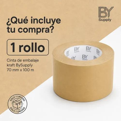 Cinta De Embalaje Kraft Bysupply, 70 Mm X 100 M  Ecológica Y Profesional Para Cajas Grandes - imagen 2