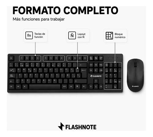 Combo Teclado Mouse Inalambrico Flashnote 2.4ghz Wireless Latinoamericano Ñ Numerico Pc Notebook Laptop Mac Macbook Windows Android Nano Rec - imagen 8
