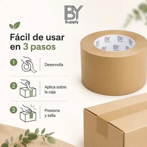 Cinta De Embalaje Kraft Bysupply, 70 Mm X 100 M  Ecológica Y Profesional Para Cajas Grandes - imagen 7