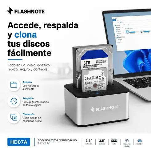 Docking Station Flashnote Dock Base Disco Duro 2.5 3.5 Pulgadas Sata Usb 3.0 Dual Doble Bahia Slots Hdd Ssd Backup Clonar Multilector Adapta - imagen 7