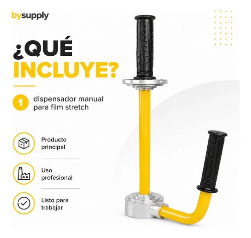 Dispensador Manual Para Film Stretch Bysupply Ergonómico, Para Pallets Y Bodega Amarillo - imagen 2