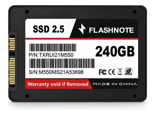 Disco Sólido Ssd 240gb Flashnote 2.5 Interno | Hasta 550 Mb/s Lectura Y 500 Mb/s Escritura | Alto Rendimiento Y Velocidad Para Pc, Notebook,