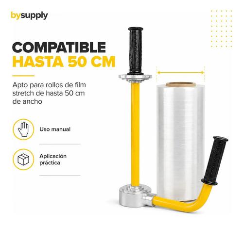 Dispensador Manual Para Film Stretch Bysupply Ergonómico, Para Pallets Y Bodega Amarillo - imagen 5