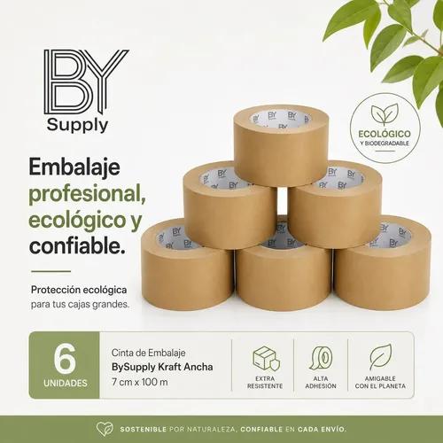Cinta Adhesiva Kraft Bysupply De 7 Cm X 100 M, Pack De 6 Unidades Para Embalaje Ecológico - imagen 5