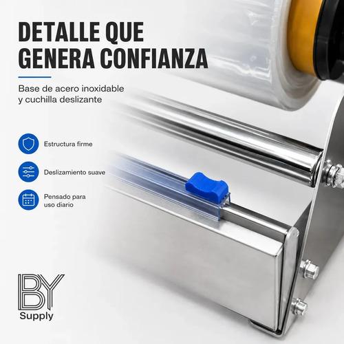 Dispensador Y Cortador De Film Stretch Bysupply Para Mesa, Con Base De Acero Y Cuchilla Deslizante - imagen 6