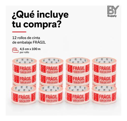 Cinta De Embalaje Frágil Bysupply, Pack De 12 Unidades Para Paquetería Y Mudanza - imagen 2