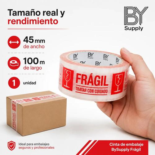Cinta De Embalaje Bysupply Frágil, 45 Mm X 100 M  Para Delicados Y Mudanzas - imagen 4