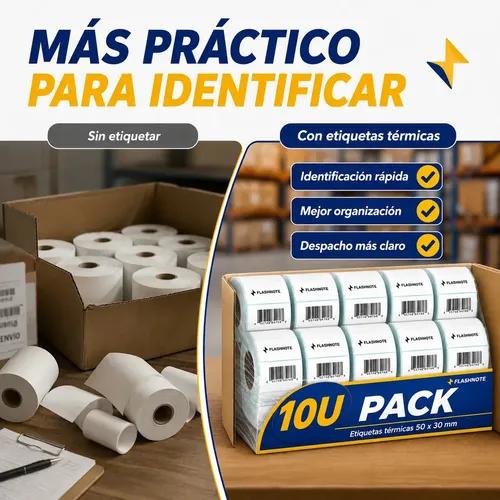 Etiquetas Térmicas Autoadhesivas Rollo 50x30mm Flashnote Pack X10 1000 Etiquetas Por Rollo Superficie Impermeable Para Envios Resistente Al  - imagen 5