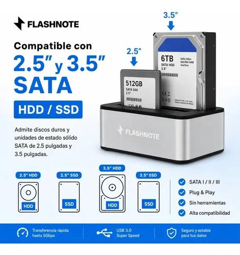 Docking Station Flashnote Dock Base Disco Duro 2.5 3.5 Pulgadas Sata Usb 3.0 Dual Doble Bahia Slots Hdd Ssd Backup Clonar Multilector Adapta - imagen 6