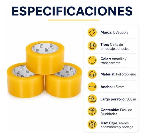 Cinta Adhesiva De Embalaje Bysupply Transparente De Polipropileno, Pack Con 3 Unidades De 4.5 Cm X 300 M - imagen 5