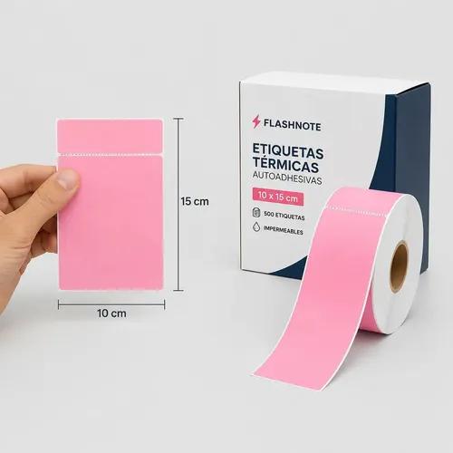 Etiquetas Térmicas Autoadhesivas Flashnote Rollo 10x15cm 500 Etiquetas Impermeable Rosa - imagen 3