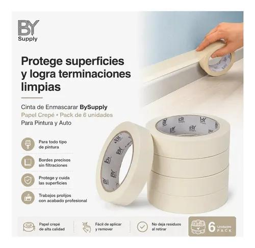Cinta De Enmascarar Bysupply De Papel Crepé Para Pintura Y Auto, Pack De 6 - imagen 4