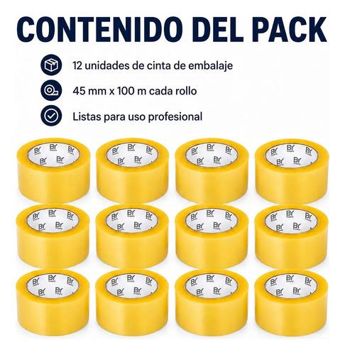 Cinta Adhesiva Transparente Bysupply Para Embalaje, Pack De 12 Unidades De 4.5 Cm X 100 M - imagen 3