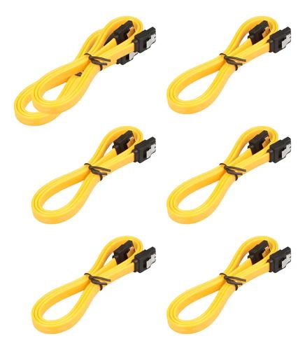 Pack X6 Cable De Datos Sata 3.0 6gbps 40cm Hdd Ssd Hembra Hm Amarillo