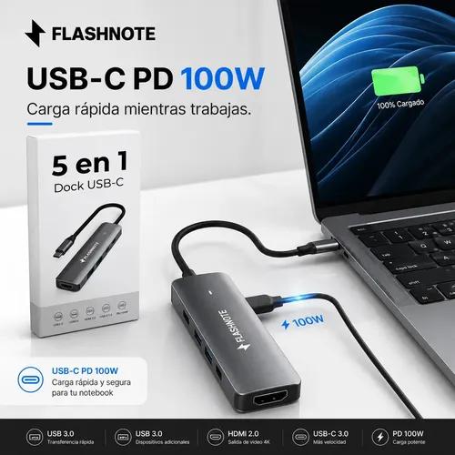 Hub Adaptador Flashnote Usb Tipo C Usb-c 5 En 1 Multipuerto Hdmi 4k 60hz Usb 3.0 Usb-c Pd 100w Carga Rapida Aluminio Mac Macbook Windows Not - imagen 5