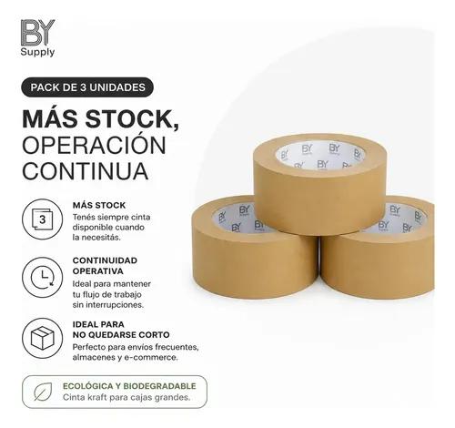 Cinta De Embalaje Bysupply Kraft Ancha, 7 Cm X 100 M  Pack De 3 Rollos Ecológicos Y Biodegradables Para Cajas Grandes - imagen 3