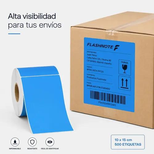 Etiquetas Térmicas Autoadhesivas Flashnote Rollo 10x15cm 500 Etiqueta Impermeables Azul Impermeable - imagen 8