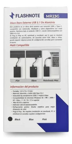 Disco Duro Externo 1tb Flashnote Usb 3.1 Tipo C Aluminio Hdd Premium Negro - imagen 6