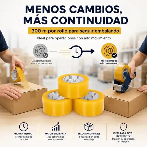 Cinta Adhesiva De Embalaje Bysupply Transparente De Polipropileno, Pack Con 3 Unidades De 4.5 Cm X 300 M - imagen 6