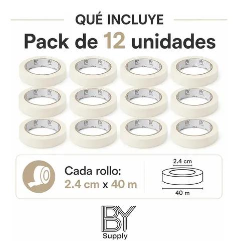 Cinta De Enmascarar Bysupply De Papel Crepé, Pack De 12 Unidades, 2.4 Cm X 40 M Para Pintura, Madera Y Auto - imagen 2