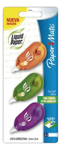 Liquid Paper Corrector Cinta Seca  Papermate Dryline Mini X3