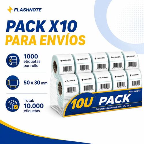 Etiquetas Térmicas Autoadhesivas Rollo 50x30mm Flashnote Pack X10 1000 Etiquetas Por Rollo Superficie Impermeable Para Envios Resistente Al  - imagen 3