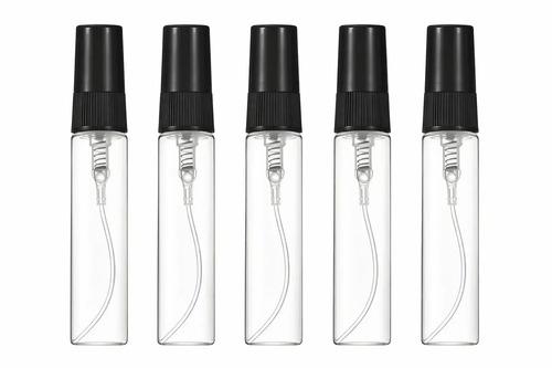 Pack 5 Atomizadores Perfume Decant Recargables Portátil Viaje 5ml Botella Vidrio Spray Pulverizador Mini Cartera Avión