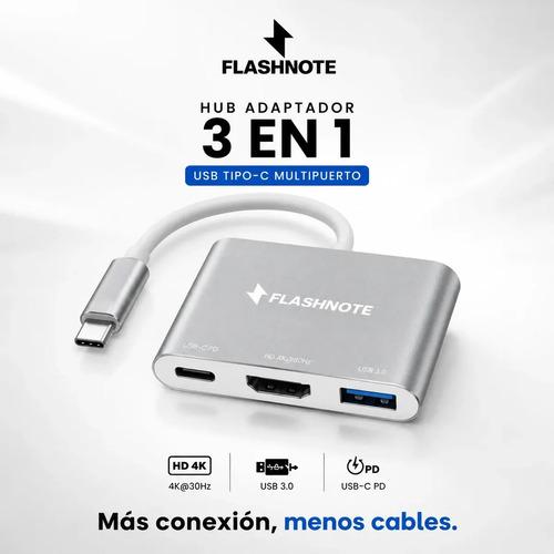 Hub Adaptador Flashnote Usb Tipo C Usb-c 3 En 1 Multipuerto Hdmi 4k 30hz Usb 3.0 Pd 100w Carga Rapida Mac Macbook Windows Notebook Pc iPad T - imagen 5